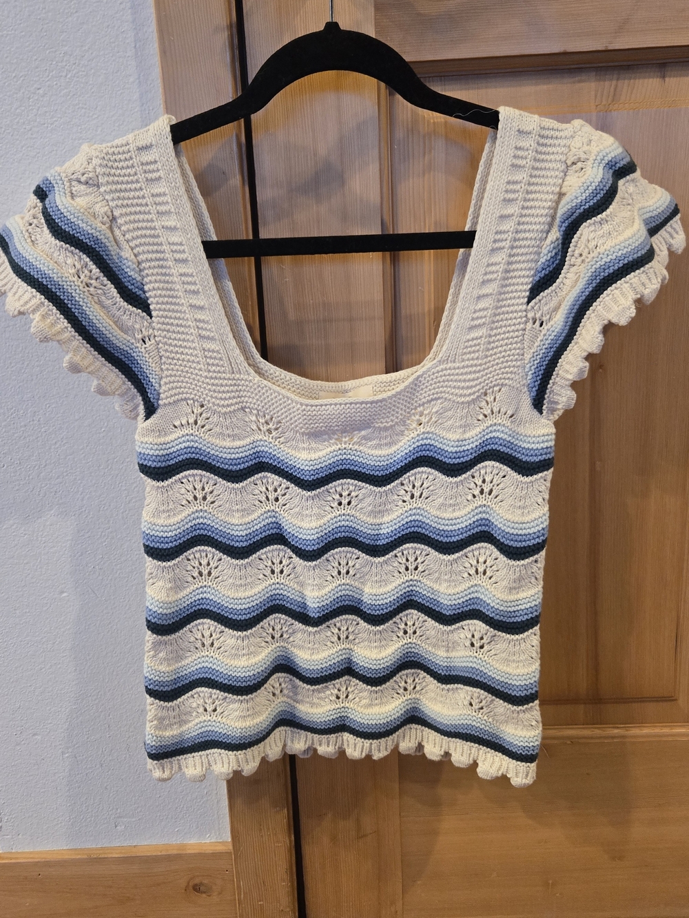 Jessica Simpson Cream Top with Blue Stripes